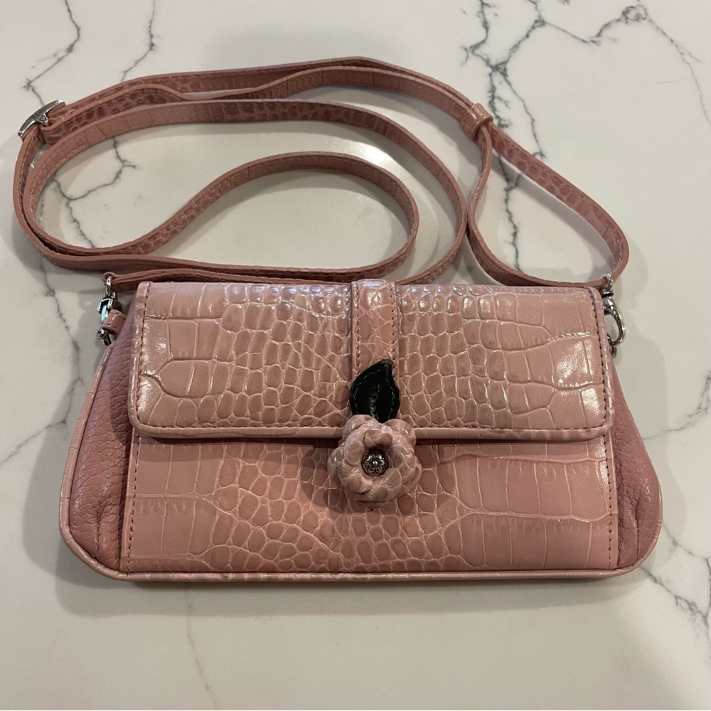 Brighton Leather Wallet Purse Petal Pink Blush Crossbody.